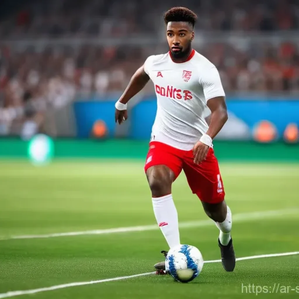 축구 기술 트렌드 분석 - **Dynamic Midfield Maestro** A male football player, mid-action on a vibrant, modern football pi...