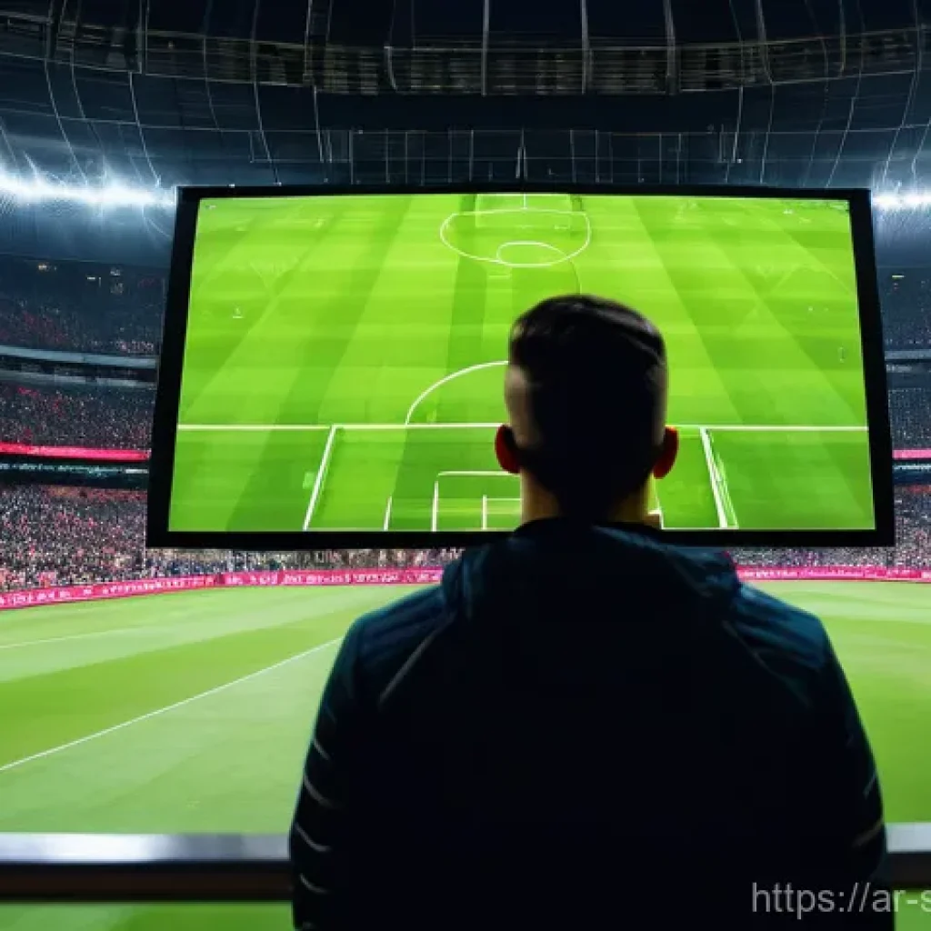 축구 산업의 미래 전망 - **High-Tech Football Match with VAR and AI Coaching** "A dynamic, wide-angle shot of a professio...
