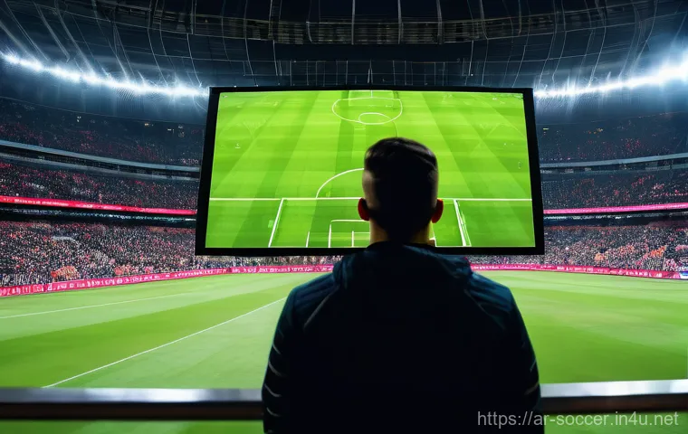 축구 산업의 미래 전망 - **High-Tech Football Match with VAR and AI Coaching** "A dynamic, wide-angle shot of a professio...
