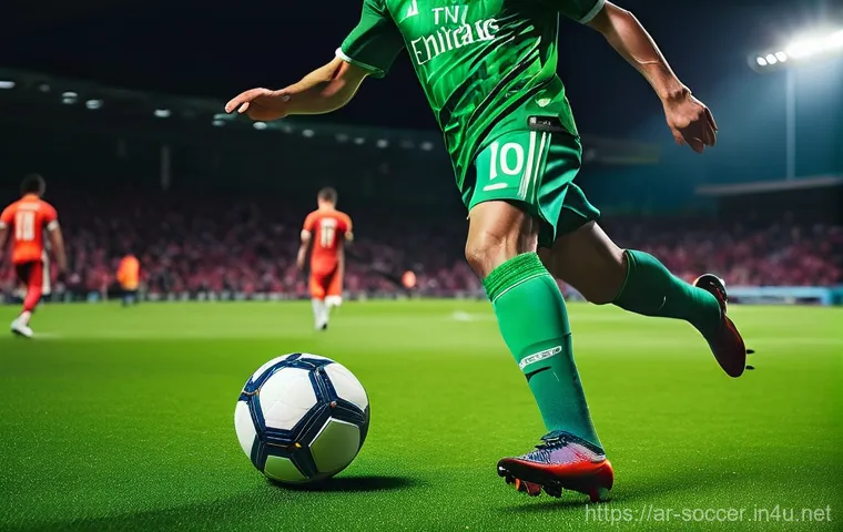 인조잔디용 축구화 추천 - **Prompt 1: Dynamic Play on Modern AG Turf** "A male football player, in his early twenties, mid...