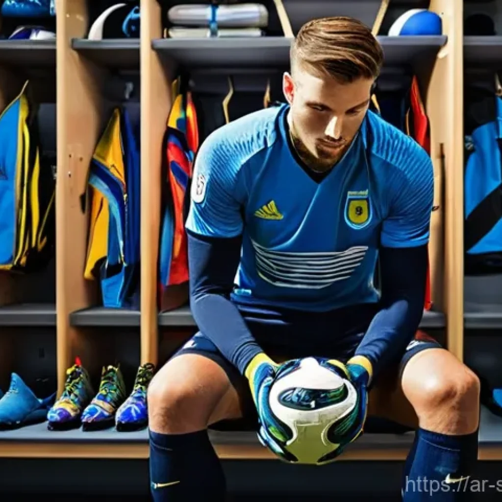 축구 특화 브랜드 추천 - **Prompt 1: The Thoughtful Selection** "A male football player, approximately 25-30 years old, w...