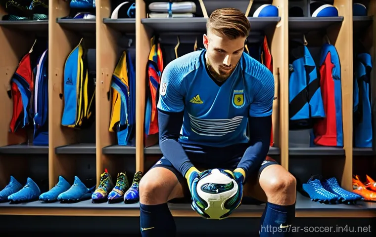 축구 특화 브랜드 추천 - **Prompt 1: The Thoughtful Selection** "A male football player, approximately 25-30 years old, w...