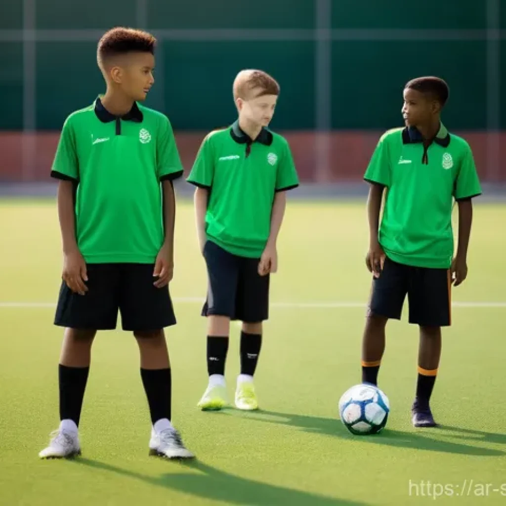 축구 훈련 패키지 구매 팁 - **Prompt:** A dynamic scene at a professional football academy. A diverse group of young aspiring fo...
