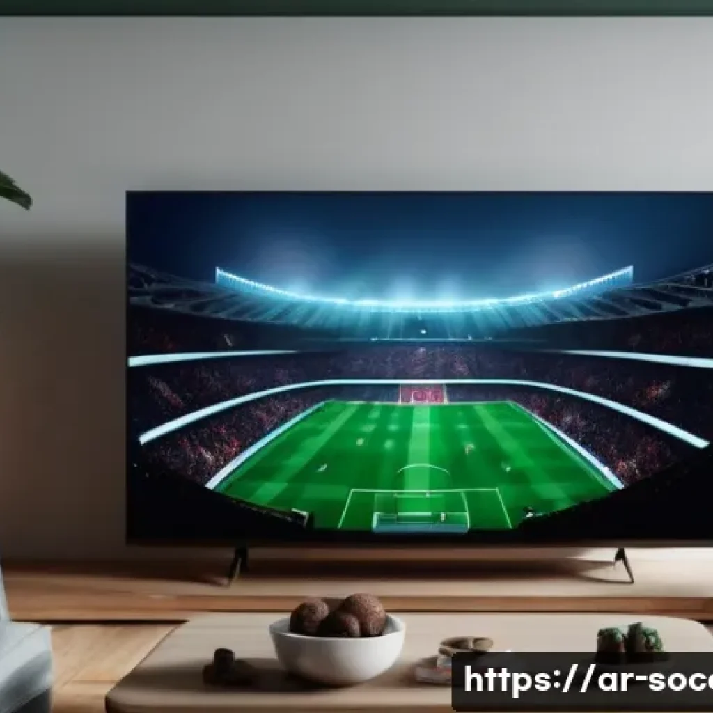 축구 경기 중계 방송 플랫폼 - **Prompt:** A split image contrasting two football viewing experiences. On the left side, a frustrat...
