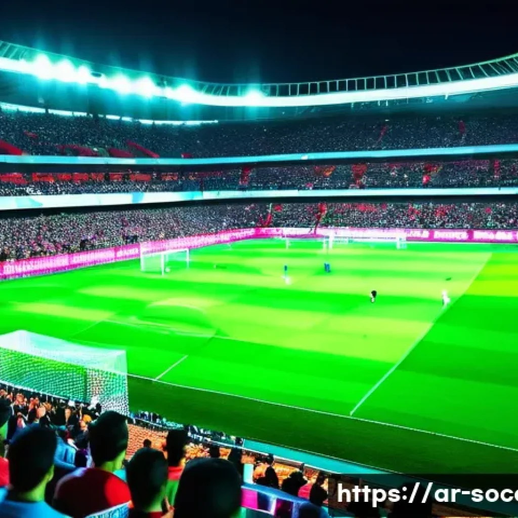축구 디지털 마케팅 성공 사례 - A vibrant stadium scene during a live football match in the Middle East, showcasing enthusiastic fan...