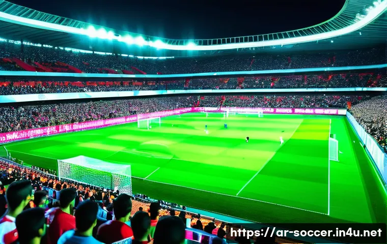 축구 디지털 마케팅 성공 사례 - A vibrant stadium scene during a live football match in the Middle East, showcasing enthusiastic fan...